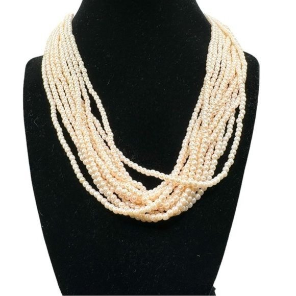 Vintage 80s, 10 Strand Pink Rose Seed Bead Necklace 9.5” Long - Picture 6 of 10